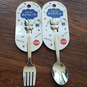 NWT Hello Kitty Stainless Steel Kawaii Made in Japan Dessert Fork Spoon Set